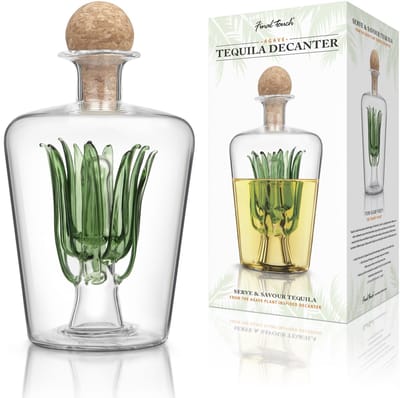 Dailygoods- Tequila Karaf 850 ml - Agave Inspiratie - Natuurlijke Kurk Stopper - Brede Tuit - Versheid Behoud - Schenken en Genieten - Drankkaraf