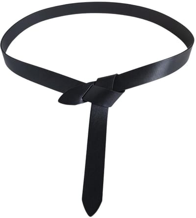 Dailygoods - 1,3 m verstelbare riem van kunstleer, zacht, zonder gesp, met fijne knopen, voor jurken, jeans, overalls en mantels, zwart