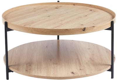 Salontafel Aukje Eiken - MDF - Rond - 80x80 - Hoogte 40 cm