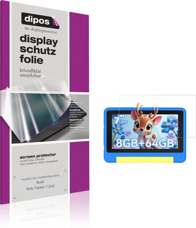 dipos – 2x Beschermfolie geschikt voor Bufo Kids Tablet 7 Zoll | Krasbestendige & heldere Screenprotector Ultra-Thin
