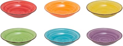 Studio Tavola Diepe Borden Sunny Summer - Pastaborden Pasta Bowl - Aardewerk - Diverse Kleuren - Vaatwasserbestendig - Ø 21 cm 6 Stuks