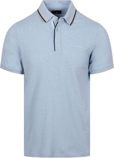 State of Art Poloshirt Tipping Cotton Linen Lichtblauw - Maat S - Heren