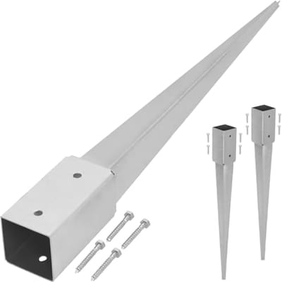 KOTARBAU® 2 stuks Paalhouder met Punt, Paalvoet, Verzinkt Staal, 60 cm, Zilver, 51 x 51 mm, Puntpaalhouder, Paalhouder voor Schutting, Tuinpalen Hout Inslag, Duurzaam
