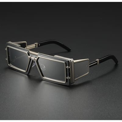 Lunettes Carrées Vintage Tendance pour Homme - Monture Élégante en Alliage de Zinc avec Verres Noirs Inclut une Pochette de Protection