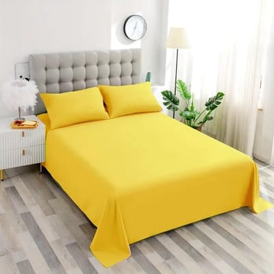 Dailygoods - Bedlaken voor Tweepersoonsbed van 100% Katoen - 240 x 300 cm (Geel)