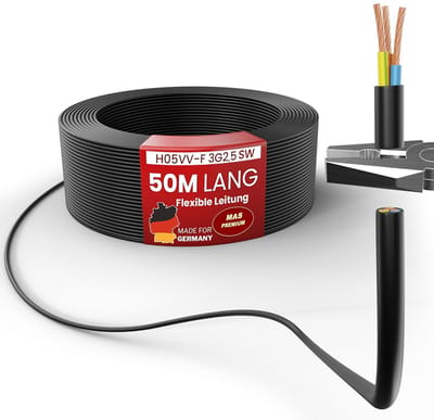 Flexibele Kunststof Kabel H05VV-F 3G Zwart Apparaatkabel voor Vaste Installatie