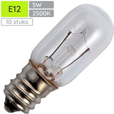 Signaallamp E12 12V 5W - 416 mAh - 10 stuks - T16 Gloeilamp Ø16mm - 45mm - 2500K - Dimbaar
