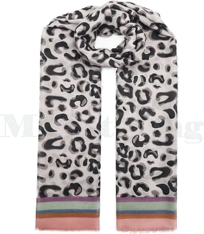 Sjaal, viscose, zwarte panterprint – roze