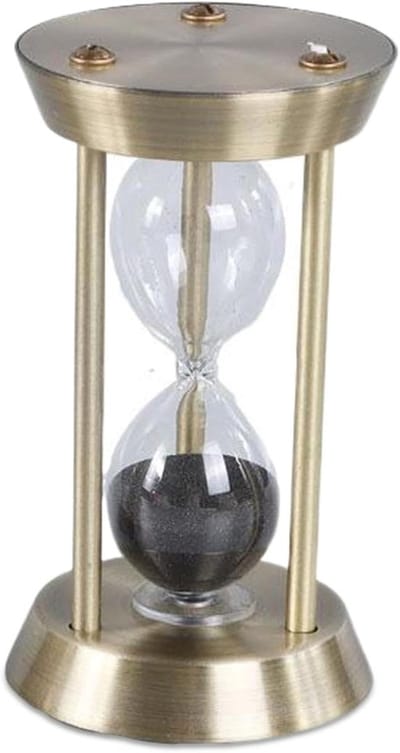 Zandloper Timer - Zandklok Decoratie - Tijd Management - Stil Zwart Zand - 13 x 7 cm - Goud Zwart