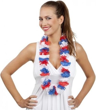 6x hollandse kleuren hawaii bloemen krans slinger - rood-wit-blauw - hawaiislingers - nederlandse vlag kleuren - koningsdag - ek - wk