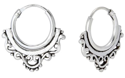 Joy|S - Zilveren antique Bali oorringen - geoxideerd