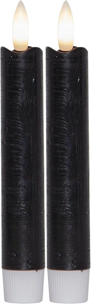 LED-kaarsen met timer ZWART 2-pack voor binnen met timerfunctie 6 uur ECHTE WAS 15 cm hoogte voor kaarsen 2,2 cm diameter 2 AAA-batterijen vereist LED-kaarsen flikkerende vlam bewegende vlam