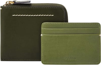 FOSSIL Kaarthoes Kaarthouder Westover Large Zip Bifold Deep Olive Olijfgroen