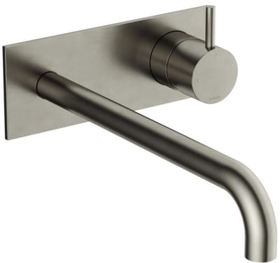 Hotbath Cobber CB106EXT25 afbouwdeel inbouw wastafelkraan met achterplaat en 25cm uitloop geborsteld nikkel