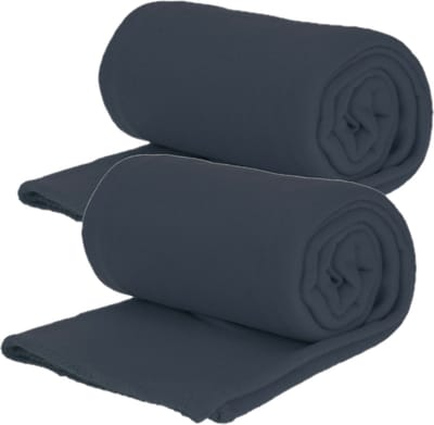 Fleece dekens/plaids - 2x - navy blauw - 125 x 150 cm