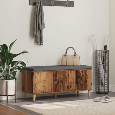 vidaXL - Hallenbank - Oudhout - 100 - x - 38 - x - 46 - cm - Geengineerd - Hout - en - Stof