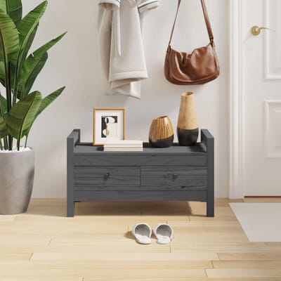 vidaXL - Halbankje - 80x40x43 - cm - massief - grenenhout - grijs