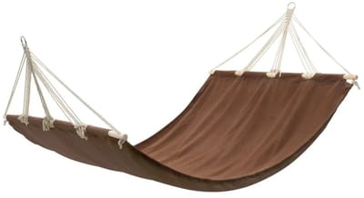Miryx Hangmat - Hangmatten met Houten Standaard - Draagvermogen 150 kg - Weerbestendig - Katoen en Polyester - 210x150 cm - Bruin