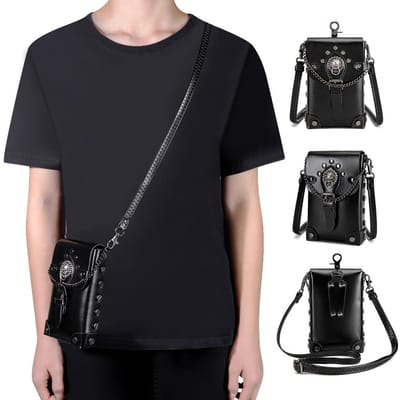 Originele Niche Design Handtas, Een Vrouwelijke Zware Industrie Metaal-versierde Retro Stijl Mobiele Telefoon Crossbody Tas white
