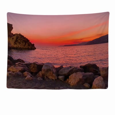 Ulticool - Spanje Zonsondergang Sunset - Decoratie Wandkleed - 200x150 cm - Groot wandtapijt Poster Roze Rood - Aesthetic Room Decor Vrouw Tiener Meisje voor Moeders