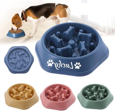 JMIPET Personalized Slow Feeder Dog Bowls Dog Slow Feeder Bowl Dog Cat Water Bowls Dog Food Bowl Customized Pet Name Slow Feeder Non-slip Dog Bowls For Large Dogs
