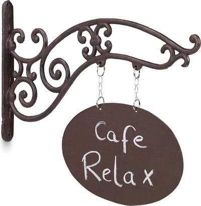 uithangbord - antiek design - beschrijfbaar - hangbord - gietijzer - voor bar en winkel - bruin