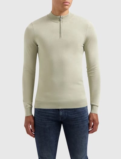 Pure Path Essential Knitwear Halfzip LT Army