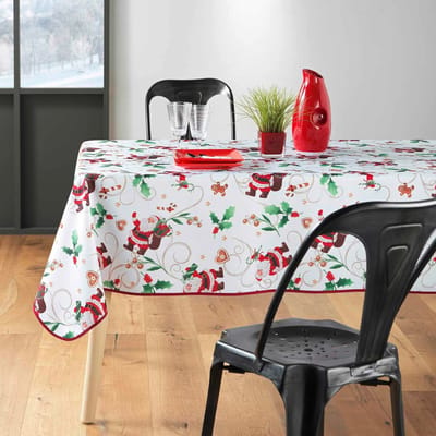 Rechthoekig kersttafelkleed - Vlekbestendig / Waterdicht materiaal - Witte Kerstman