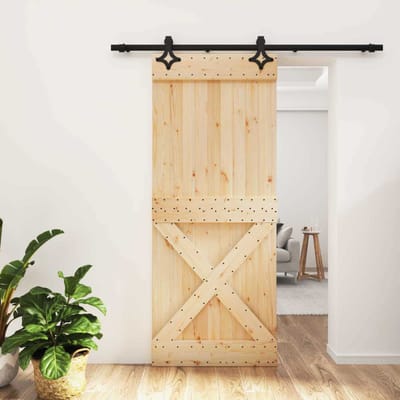 vidaXL - Schuifdeur - 85 - x - 210 - cm - Massief - Pine - Hout - (Onbehandeld)