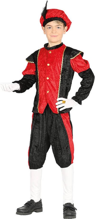 Fiestas Guirca - Pietenpak zwart / rood 10-12 jaar - Welkom Sinterklaas - Sinterklaas versiering - Sinterklaas intocht - Sinterklaas en Piet -sinterklaas Cadeautjes