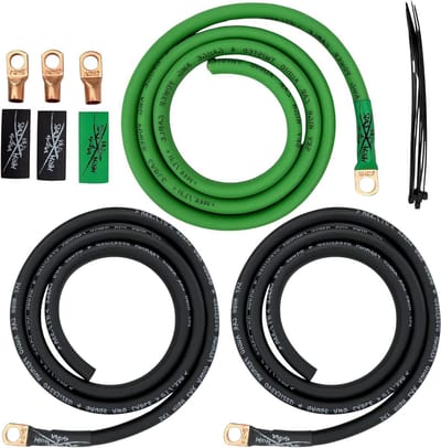 Elektrische Bedrading Kit - Auto Kabel Upgrade - Voertuig Elektronica - Vooraf Beëindigde Einden - 4 AWG - Zwart Groen