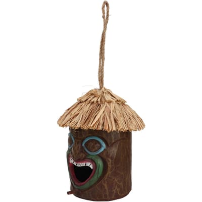 20x12cm Hangende Vogelhuisjes Simulatie Hars Tuin Vogelhuisjes Decor voor Buiten Gang beige