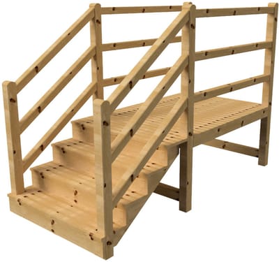 MILANO buitentrap 4 gesloten treden H71 cm - bordes L189 x B120 cm - trapleuning links en rechts - bordesleuning links en rechts