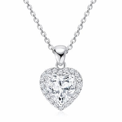 Lumici® Exclusive | Royal Heart Stone – 2.00CT – Heart Cut 8x8MM – GRA Gecertificeerd – VVS1 D Kleur – Gerhodineerd Witgoud S925 – Luxe Liefdes Ketting – Voor Haar – Moederdag – Valentijn – Tijdloos Cadeau – Goud & Witgoud