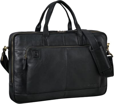 Leren Laptoptas Schoudertas voor Heren en Dames 15.6 tot 17 Inch Vintage Aktetas