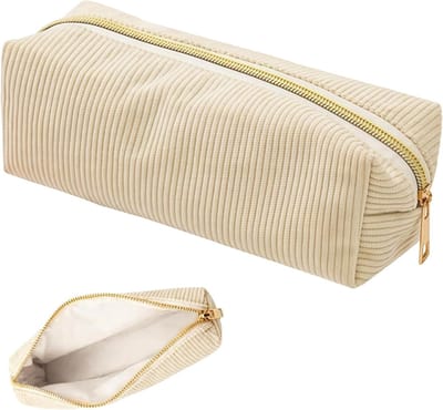 Beige Corduroy Pennenzak voor Meisjes en Volwassenen, Stijlvolle Pennenzak voor School en Kantoor, Creatieve Accessoire voor Schrijven en Organiseren