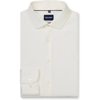 OLYMP 24/7 Level 5 body fit overhemd - twill - lichtbeige - Strijkvriendelijk - Boordmaat: 37