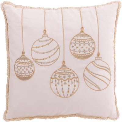 J-Line kussen Kerstboom - katoen - wit/goud