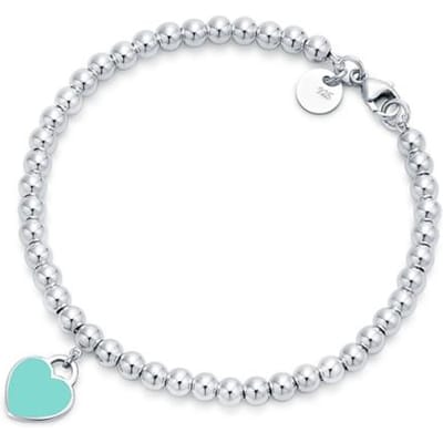Origineel S925 Puur Zilver Emaille Hartvormige Ttiff Armband Bedelarmband Voor Vrouwen En Liefde Hart Polsband Bruiloftssieraden 20cm white