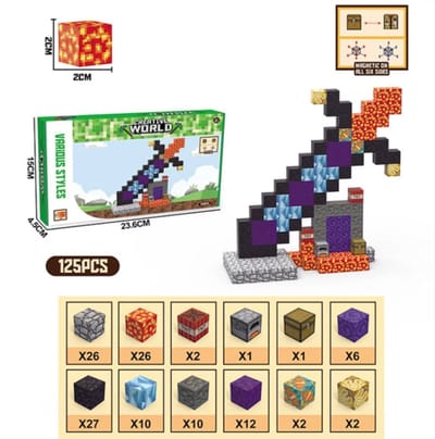 Selevie Magnetische bouwset Zwaard - Magnetic Building Blocks Sword - Speel & Leermiddel voor Creativiteit (125 Stukken) - magnetische blokken -