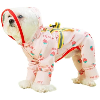 Groot-oorige Hond Echte Gewricht Volledig bedrukte Hondenregenjas, Kleine Hond All-inclusive Tractiegesp Poncho Huisdierhondenkleding XXL