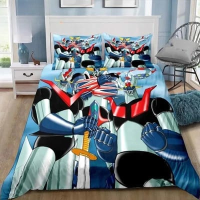 Mazinger z UFO Robot Grendizer Beddengoed Set Eenpersoons Tweepersoons Volledig Queen King Size Bed Set Volwassen Jongens Slaapkamer Anime Beddengoed Cadeau 140x210cm 2pcs