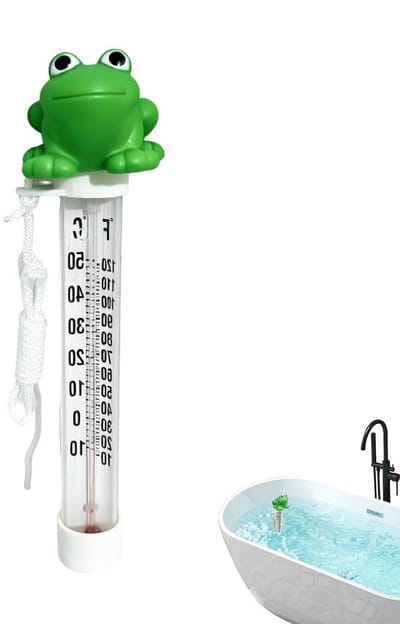 Zwembadthermometer Kikker - Watermeter Drijvend - Water Temperatuur - Groot Display - 14.4 cm - Groen