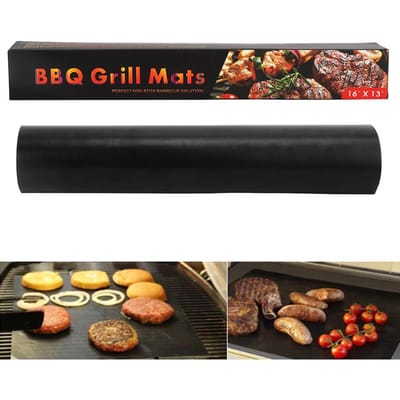 5 STUKS BBQ Matten Herbruikbare Grill Kookmat voor Huishoudelijke Keuken Buiten Barbecue Gebruik black