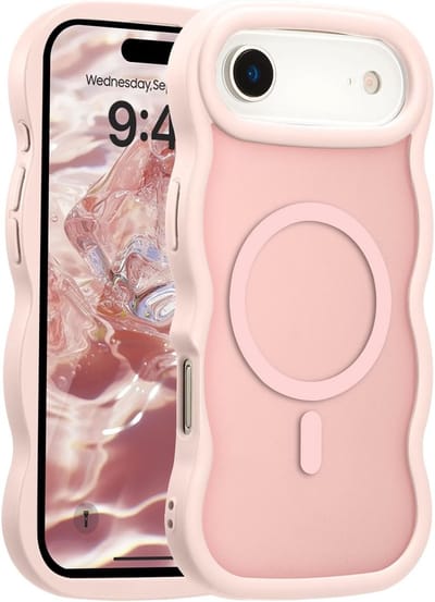 YPCd MagSafe Hoesje Geschikt voor Apple iPhone Air – Shockproof TPU – Curly Wave Backcover – Anti-Slip – Roze