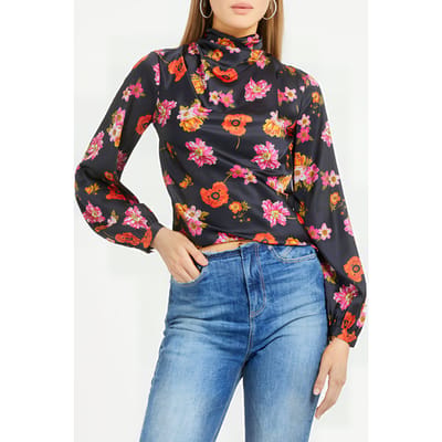 GUESS  Eco Ls Gudule Top Floral Black Ground Taglia: S | Magliette intime Outlet | Donna | Nero