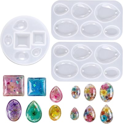 Set van 3 Siliconen Gietmallen voor Sieraden - Epoxyhars Mallen voor Oorbellen, Cabochons en Hangers - Ideaal voor DIY Creaties en Ambachtelijke Projecten
