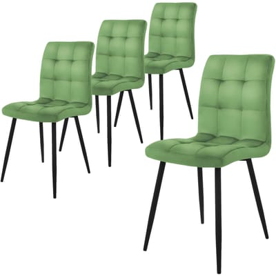 Eetkamerstoel set van 4 salie fluwelen bekleding met metalen poten incl. montagemateriaal ML-Design