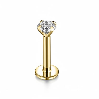 Aramat Jewels | Piercings | Tragus Helix Piercing – Goudkleur – Transparant Zirkonia | | | |3mm | Staal | Volwassenen | Verkleurd niet