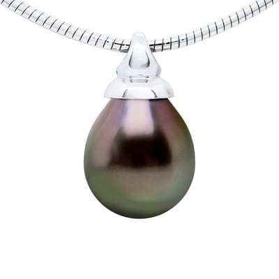 Halsketting OMEGA Echte Gecultiveerde Tahiti Parels Pear 9-10 mm